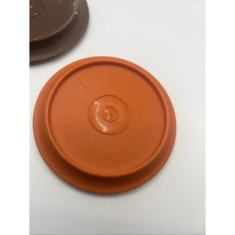 4 Vintage 1970s Tupperware Harvest Coaster Coffee Cup Mug Lid Replacement (5)